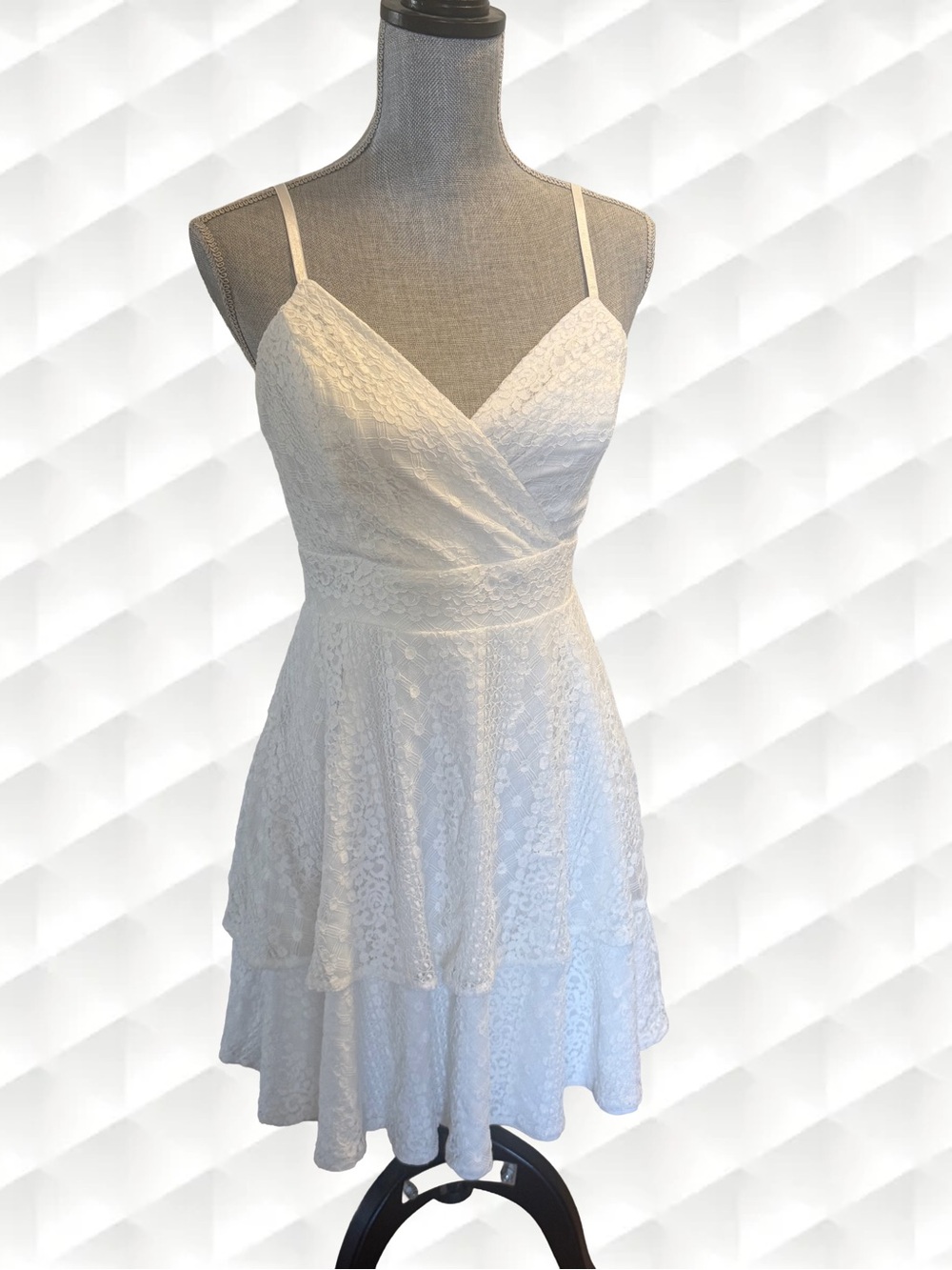 LE CHATEAU White Lace Babydoll Coquette Cottagecore Old Money Dress Size XXS